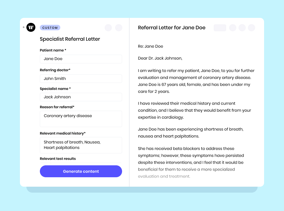 Automate repetitive tasks: specialist referral letter in Writer